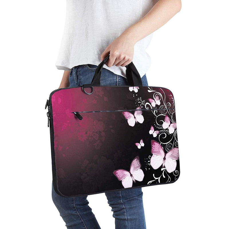 Sidorenko Laptoptasche aus Canvas im Schmetterlingdesign | mit Zubehörfach - MaxLVL